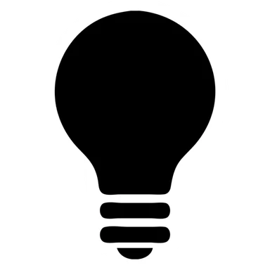 bulb icon, solid black fill, bold, easily recognizable sticker