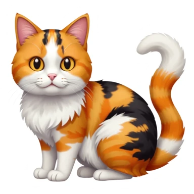 full body colourful calico tabby cat with disproportioned head with an anxious face and fully white front legs sticker