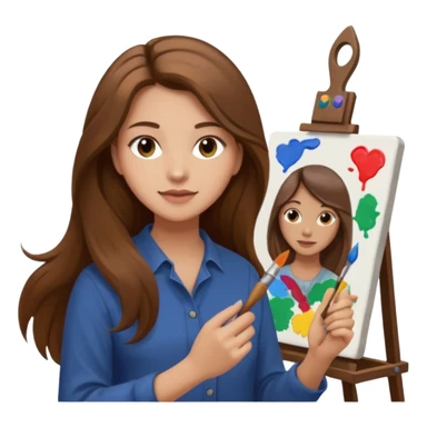 femme brune cheveux long atelier peinture sticker