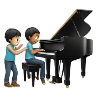 piano with a boy sticker