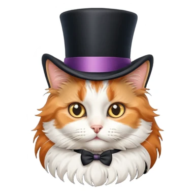 fluffy cat with a top hat sticker