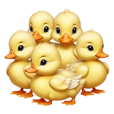 Cute, Disney-style fluffy pale yellow baby ducklings  sticker