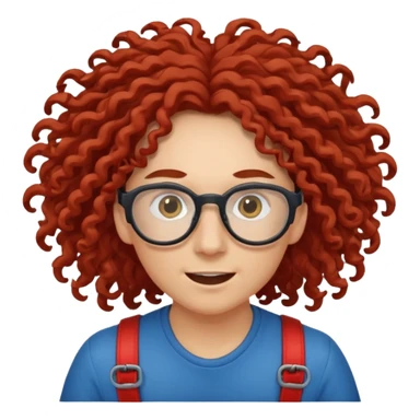 bungee jumping face only with hair flying red long curly hair and glassess sticker