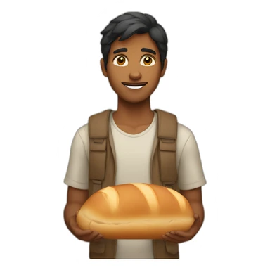 Young Brown indian man with bread sticker