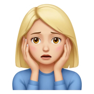 30s youthful woman, caring about self-management, worried expression and crying expression, poses touching face or thinking, feeling wondering why no suitable marriage partner appears, emoji style sticker
