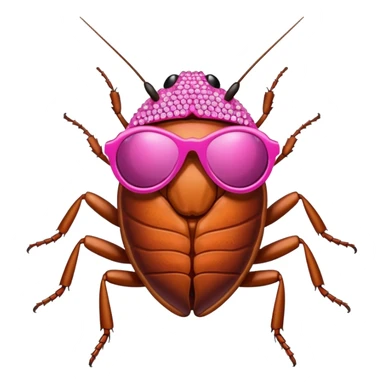 Pink bedazzle cockroach with sunglasses sticker