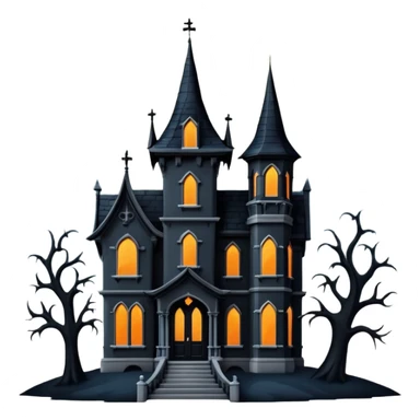 Dark Halloween mansion with a moon behind  sticker