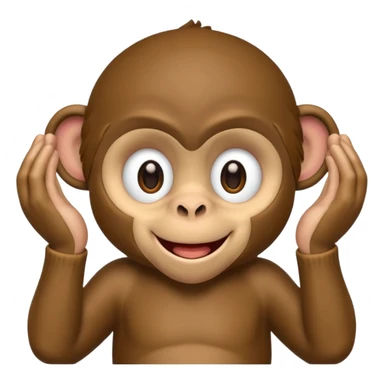 cartoon monkey, eyes covered by hands sticker