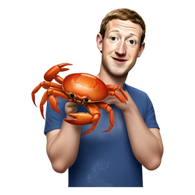 mark zuckerberg holding a crab sticker