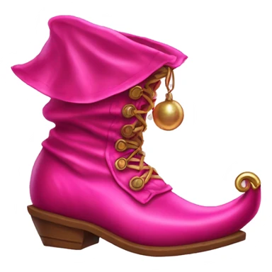 Realistic isolated hot pink elf boots with bells. sticker