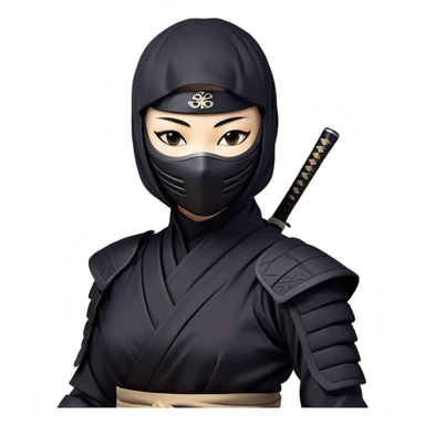 Clash of Clans aesthetic: Beautiful and Majestic Ninja Portrait Emoji, Rendered in serene poise with a gentle, confident smile and a refined masked visage, showcasing a sleek, artfully poised figure exuding calm and determined elegance in natural skin tone, Simplified yet exquisitely endearing features, highly detailed, glowing with a soft, drowsy nocturnal light, high shine, relaxed and utterly noble, stylized with an air of timeless stealth, soft glowing outline, capturing the essence of a majestic ninja whose graceful presence inspires epic covert adventures! sticker