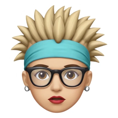 extreme mohawk person face headband glassess excessive makeup sticker