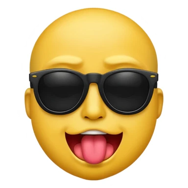 arrogant emoji wearing dark sunglasses sticking its tongue out sticker
