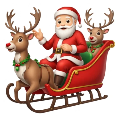 Santa in sleigh with 8 Reindeers sticker
