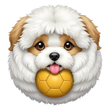 Maltipoo with a ball in his mouth sticker