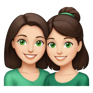 Happy Mom and daughter, brunettes, green eyes sticker