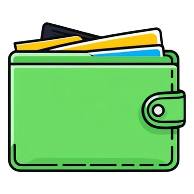 an empty wallet with no money inside, open sticker