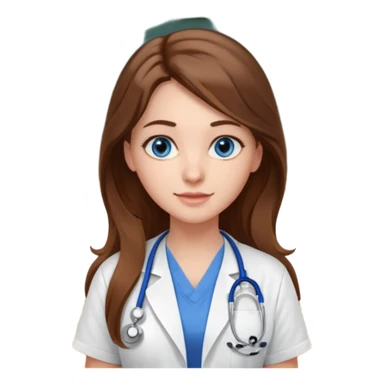 pretty female nursing student with long brown hair, blue eyes inside a classroom at university sticker