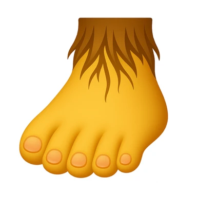 Create a single foot emoji that looks exactly like one of the feet in the reference image. Use classic emoji style with yellow color, matching the same shape and details of the foot in the reference. Add a soft blush to the toes. sticker