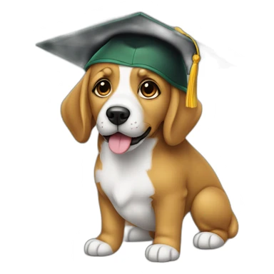 perrito con gorro de graduación verde sticker