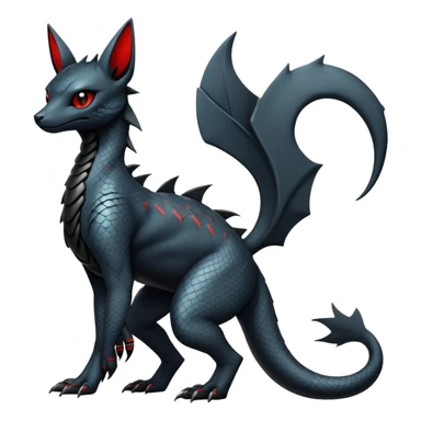 Sophisticated Modern Gothic Gloomy Futuristic Scaly Cyber-Salandit-Umbreon-Litten-Hybrid (Full body) sticker