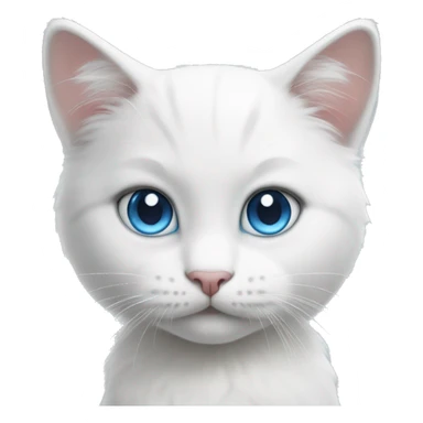 cute white cat with big blue eyes and some grey on the body  sticker