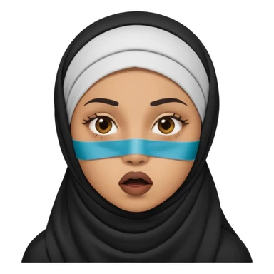 shocked eyes muslim woman with censored tape over mouth sticker