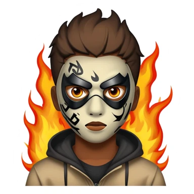 Un garçon qui a un mask de tag avec les yeux en feu sticker