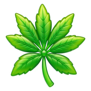 generate an emoji-style image of a juicy gummy shaped like a marijuana flower sticker