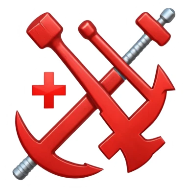 hammer and sickle crossed out with a red cross sticker