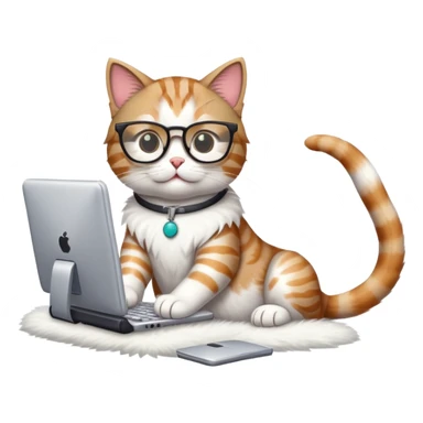 cat with glasses and a computer in its paws sticker