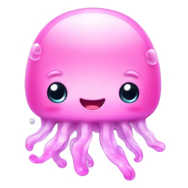 cute kawaii baby jellyfish slightly smile which is a little pink sticker