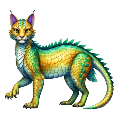 Shiny exotic iridescent Dragon-Tiger-type Lynx-Caracal-Crocodile-Bobcat-Fakémon-creature full body sticker