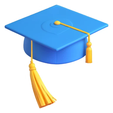 blue graduation cap with yellow tassel sticker