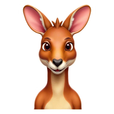 Cinematic Comical Adult Red Kangaroo Portrait Emoji, Head tilted dramatically with an exaggeratedly shocked expression, featuring a robust, dynamic build with a uniquely red kangaroo-shaped head sporting an elongated snout and wide, comically expressive eyes full of playful disbelief, Simplified yet hilariously expressive features, highly detailed, glowing with a slightly sassy outback glow, high shine, dramatic yet playful, stylized with an air of cheeky wild mischief, soft glowing outline, capturing the essence of a meme-worthy kangaroo that looks ready to bound its way into viral fame! sticker