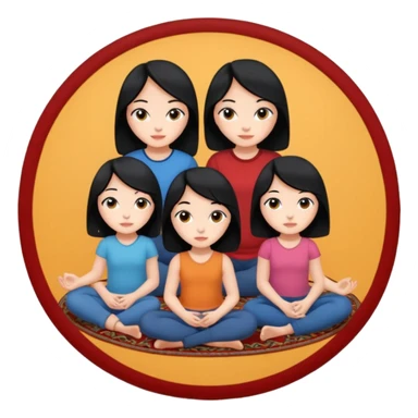 3 girls with black hair sitting on a circular rug sticker