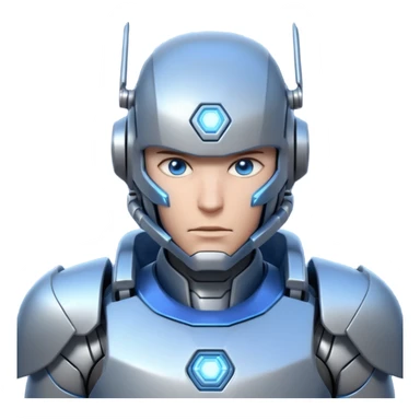 mechanical armored man portrait, head and shoulders only, futuristic metal armor, glowing energy lines, robotic shoulder plates, intense expression, sci-fi warrior vibe, 3D cartoon style, mobile game icon style, clean background, no text, no watermark
  sticker