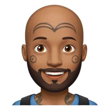 bald bearded man with face tattoo sticker