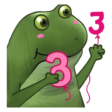 pink balloon number 3 sticker