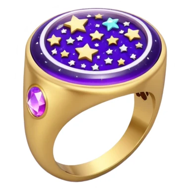 epoxy resin ring with space purple and stars motifs crystal sticker