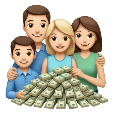 money around a family of four people sticker