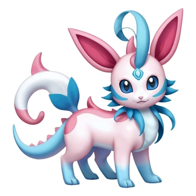 Shiny Cute Milotic-Sylveon-Glaceon-Vaporeon-Dragonair-Pokémon-hybrid-fusion full body sticker