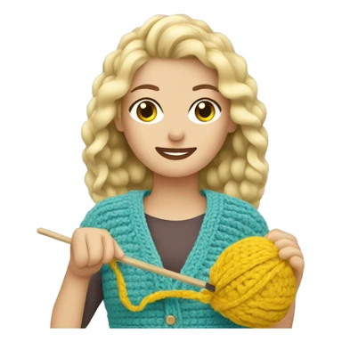 Blonde woman crocheting  sticker