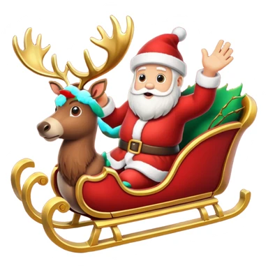 Santas sleigh with Santa in it and deer leading it  sticker