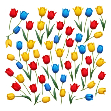 primary color tulips - red, blue, and yellow tulip flowers sticker