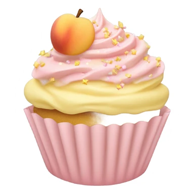 realistic cupcake with light pink frosting and light yellow cupcake wrapper and peach sprinkles and yellow sugar sprinkles… no fruit on top of cupcake sticker