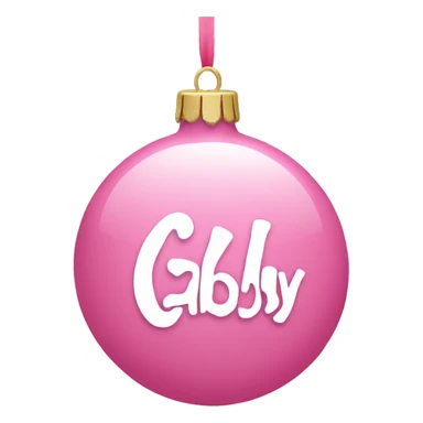 pink ornament with the name gabby on it in cursive sticker