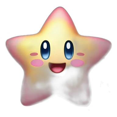 cute happy Kirby jumping on a golden star sticker