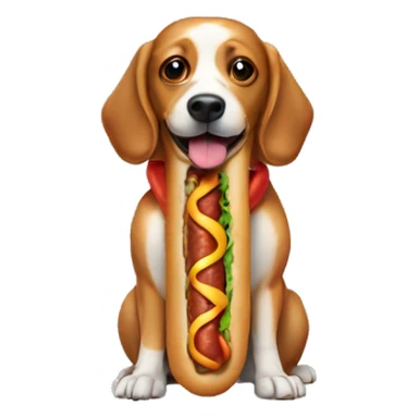 A dog wearing a  hotdog shirt  sticker