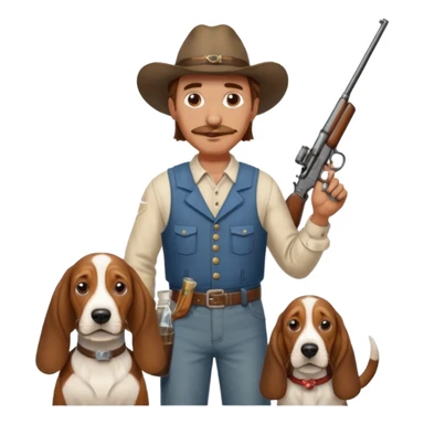 hillbilly basset hound head body of  man with moonshine and gun emoji sticker
